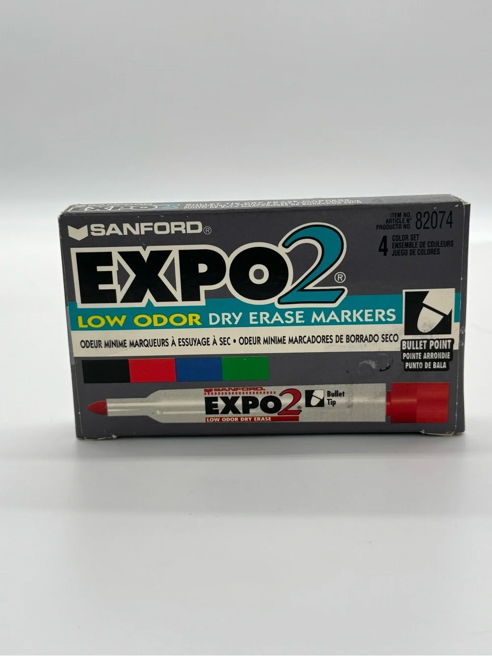 Vintage 1995 Sanford EXPO 2 Dry Erase Markers Low Odor Bullet Tip 4 Color NOS